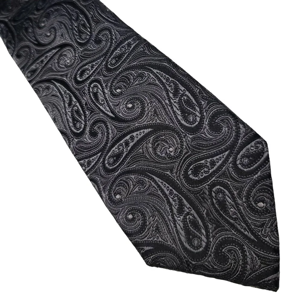 Chaps black silver paisley silk tie - 57.5